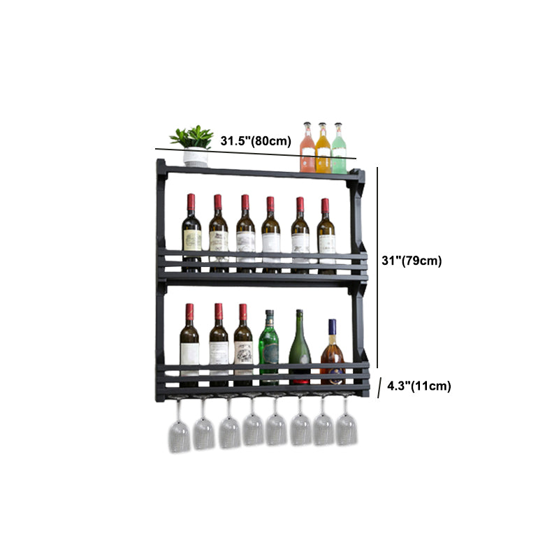 Wall Mounted Iron Wine Glass Stemware Rack Holder Modern Wine Racks with Shelf