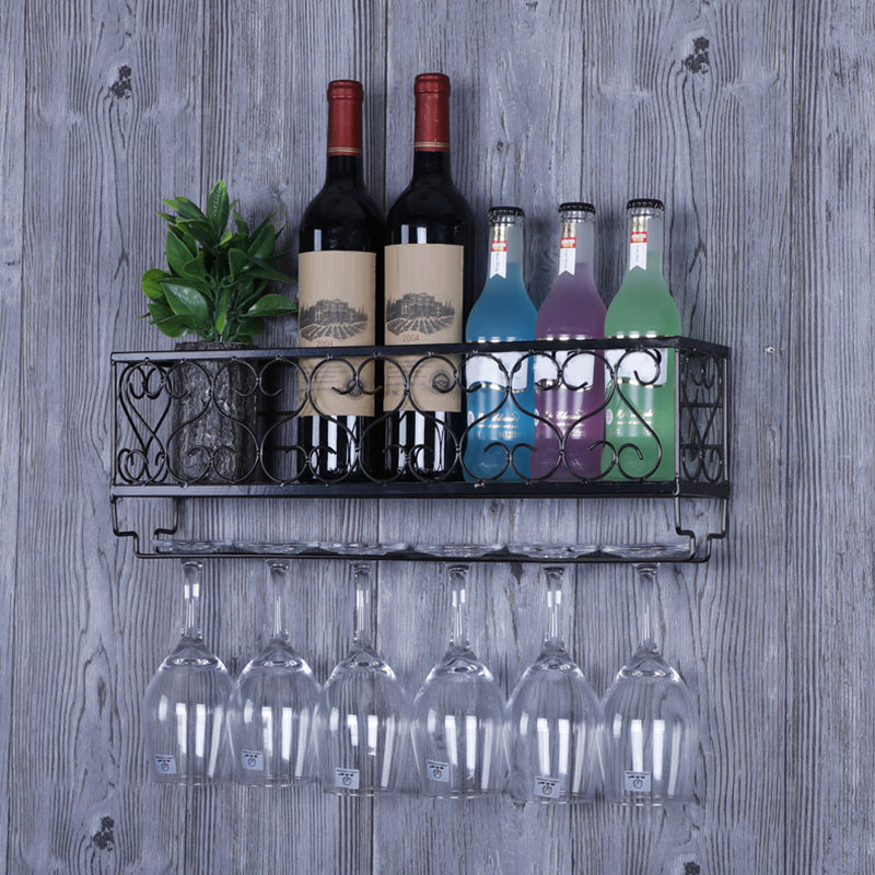 Metal Modern Wine Shelf with Bottle Stemware Holder Wall Mounted Wine Racks