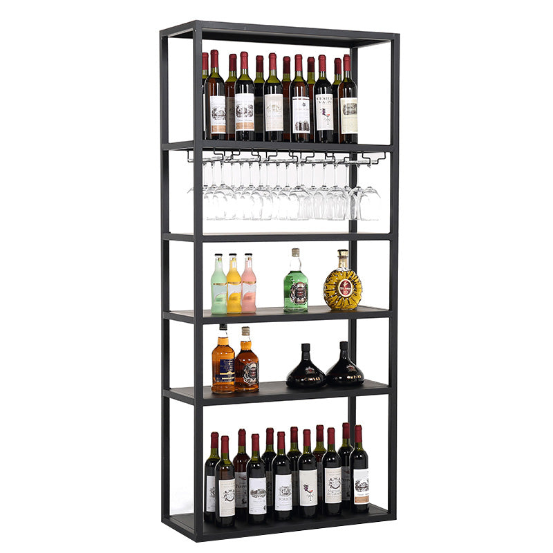 70"H Metal Floor Wine Bottle & Glass Rack Industrial Wine Rack