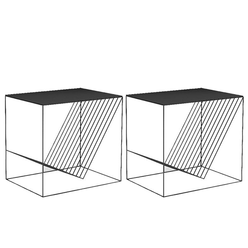 Metal Bed Nightstand Lower Shelf Accent Table Nightstand for Bedroom