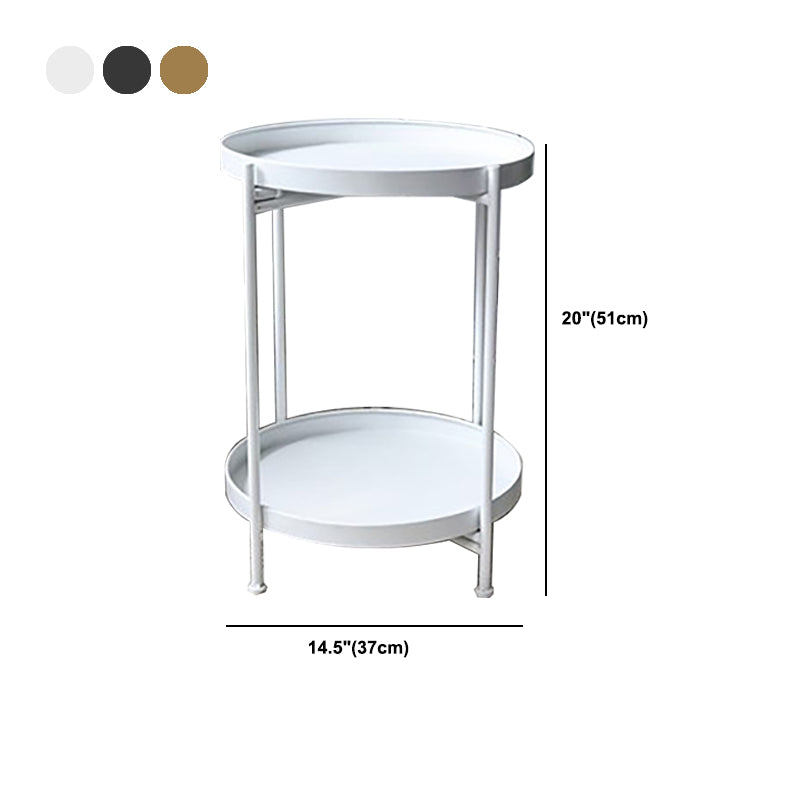 Metal Bedside Cabinet Lower Shelf Accent Night Table for Bedroom