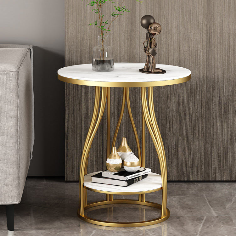 Metal Frame Accent Table Nightstand Lower Shelf Night Table for Bedroom