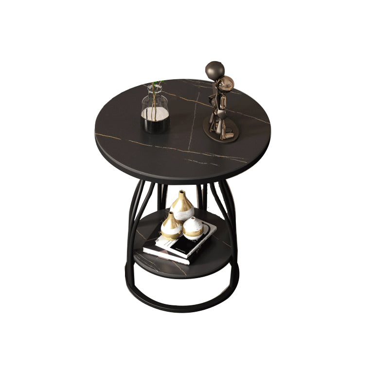 Metal Frame Accent Table Nightstand Lower Shelf Night Table for Bedroom