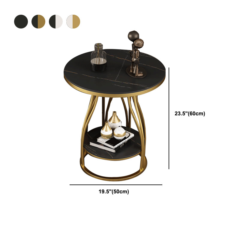 Metal Frame Accent Table Nightstand Lower Shelf Night Table for Bedroom