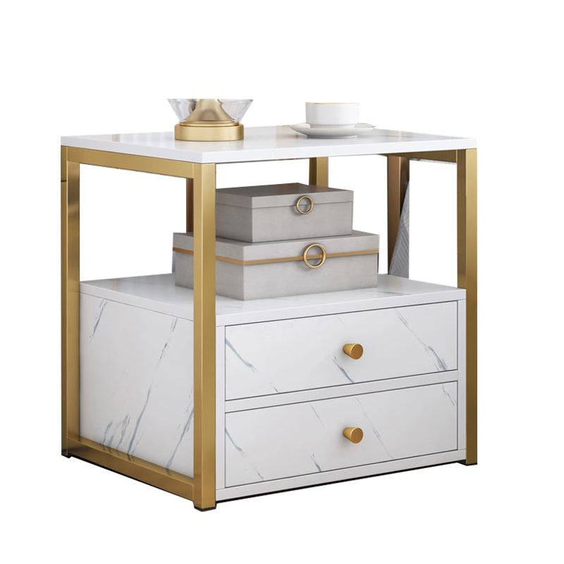 Glam Wood Accent Table Nightstand 19.68" Tall Bedside Cabinet