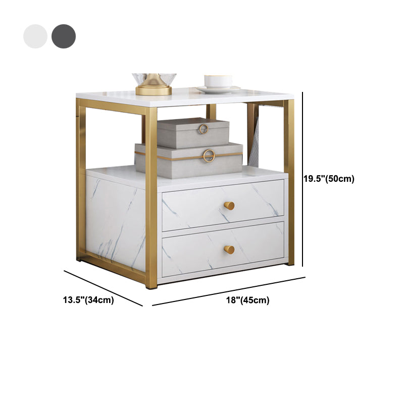 Glam Wood Accent Table Nightstand 19.68" Tall Bedside Cabinet