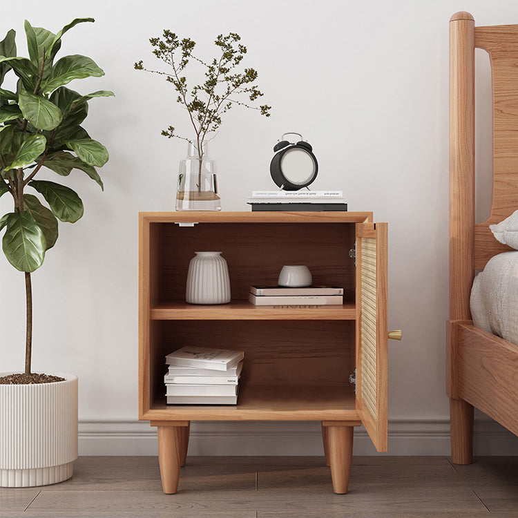 Solid Wood Bedside Cabinet Pine Doors Included Modern Night Table with Legs