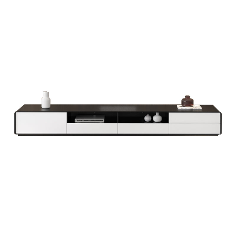 Contemporary Open Shelving TV Console Engineered Wood TV Stand in Black and White