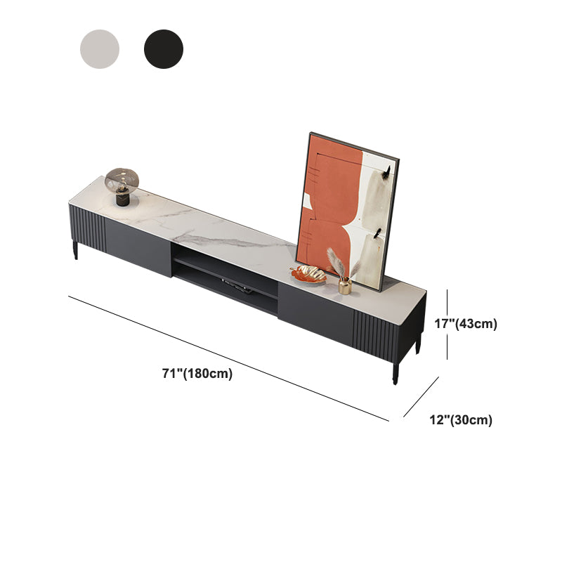 Contemporary TV Stand Stone Marble Top TV Cabinet with Splayed Legs