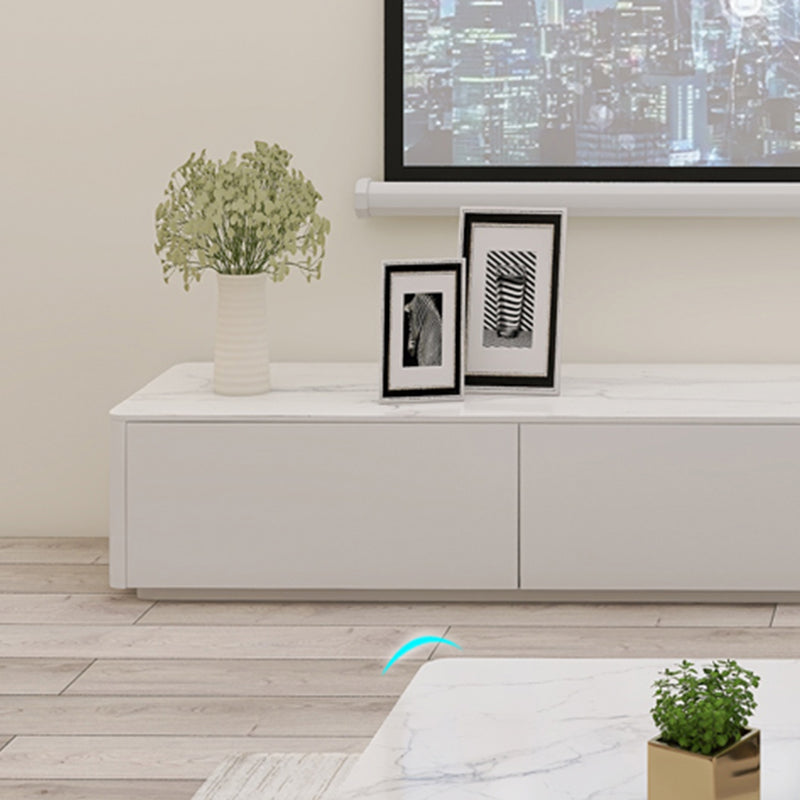 White TV Stand Contemporary TV Console with Drawers for Living Room