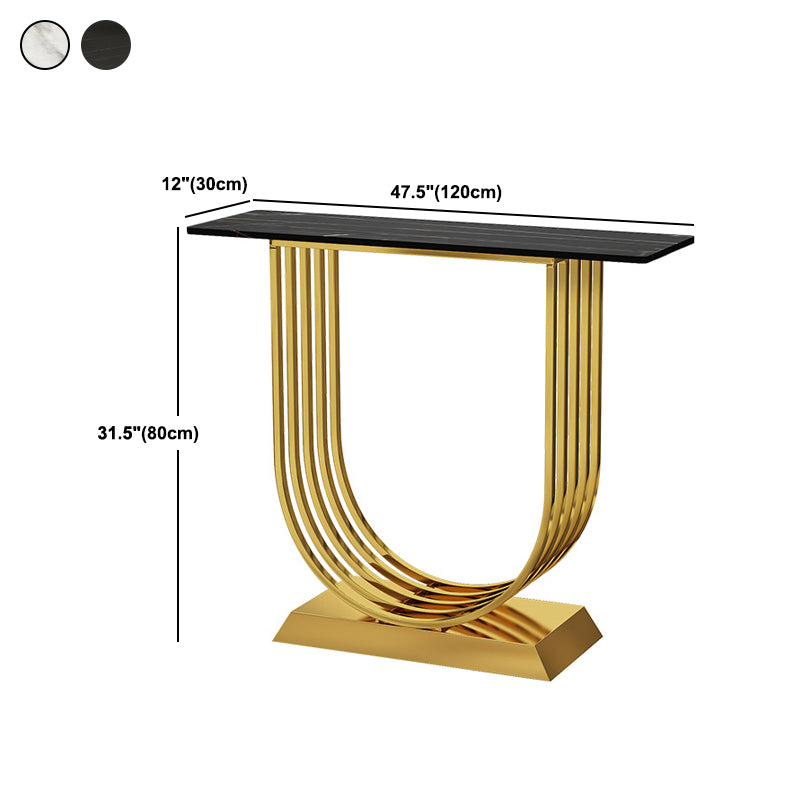 11" Wide Glam Accent Table Stone Rectangle Console Accent Table