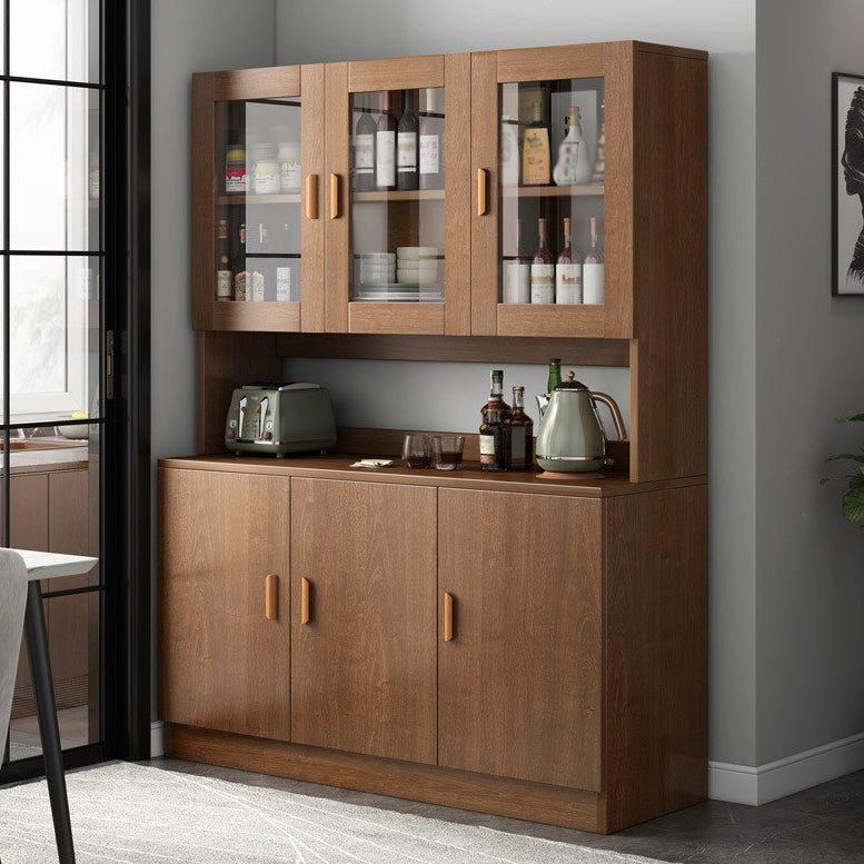 Glass Door Artificial Wood Sideboard Modern Server Cabinet with Storage for Living Room