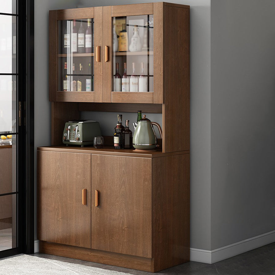 Glass Door Artificial Wood Sideboard Modern Server Cabinet with Storage for Living Room