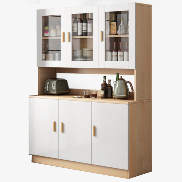 Glass Door Artificial Wood Sideboard Modern Server Cabinet with Storage for Living Room