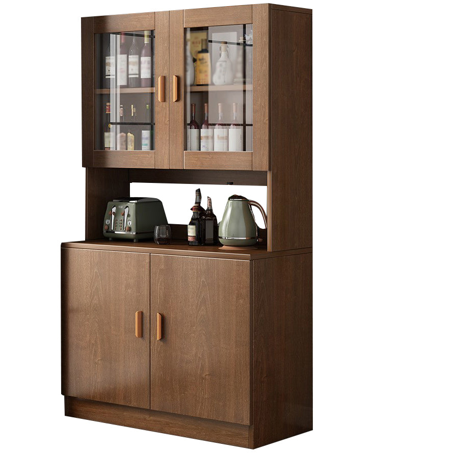 Glass Door Artificial Wood Sideboard Modern Server Cabinet with Storage for Living Room