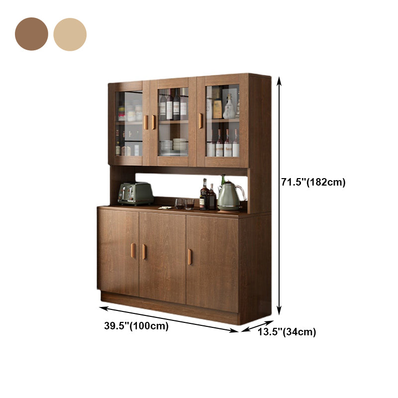 Glass Door Artificial Wood Sideboard Modern Server Cabinet with Storage for Living Room