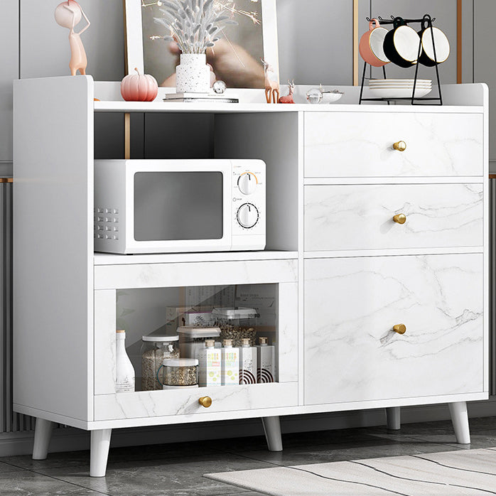 Contemporary Sideboard Cabinet with 3-Drawers One Door Engineered Wood Kitchen Cabinets