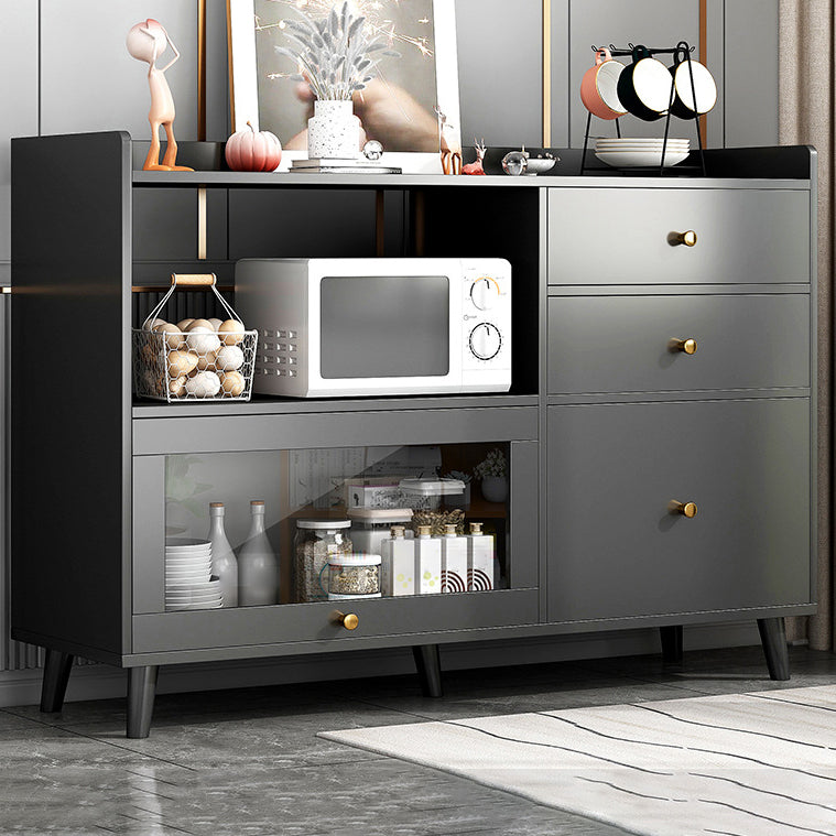 Contemporary Sideboard Cabinet with 3-Drawers One Door Engineered Wood Kitchen Cabinets