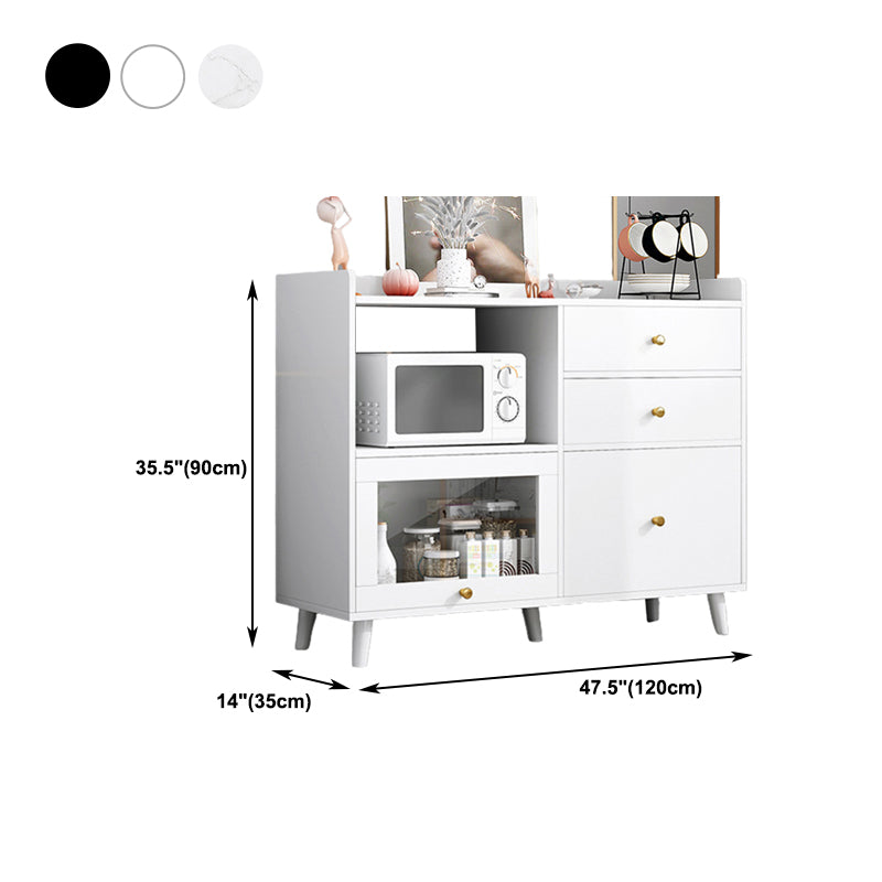 Contemporary Sideboard Cabinet with 3-Drawers One Door Engineered Wood Kitchen Cabinets