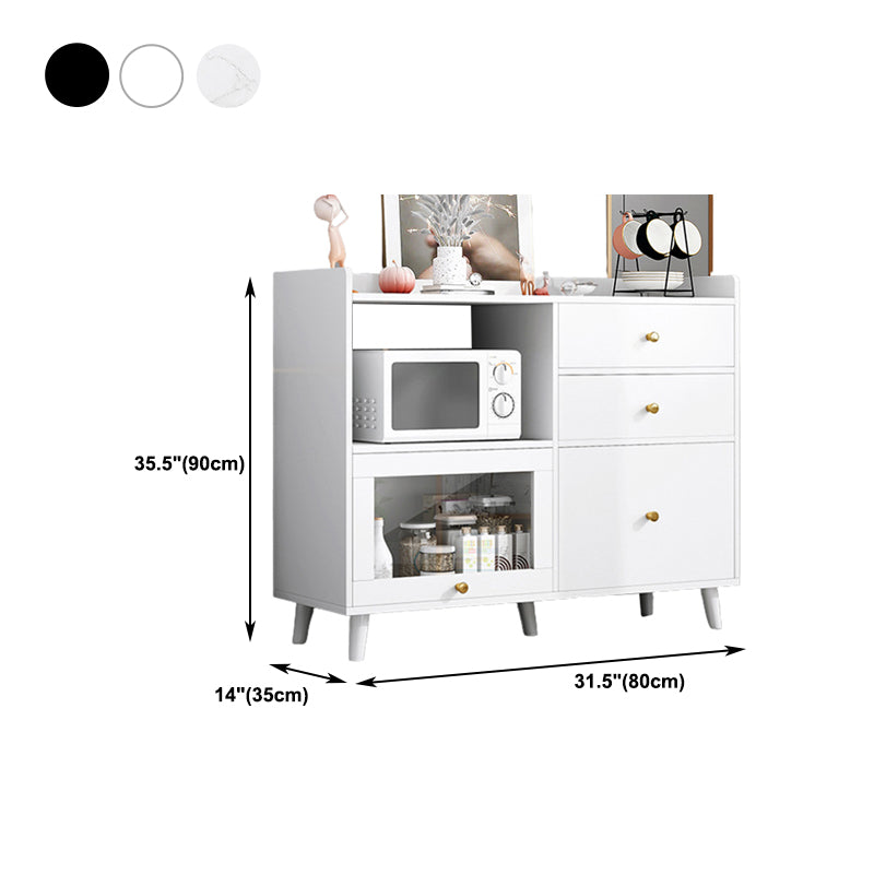 Contemporary Sideboard Cabinet with 3-Drawers One Door Engineered Wood Kitchen Cabinets