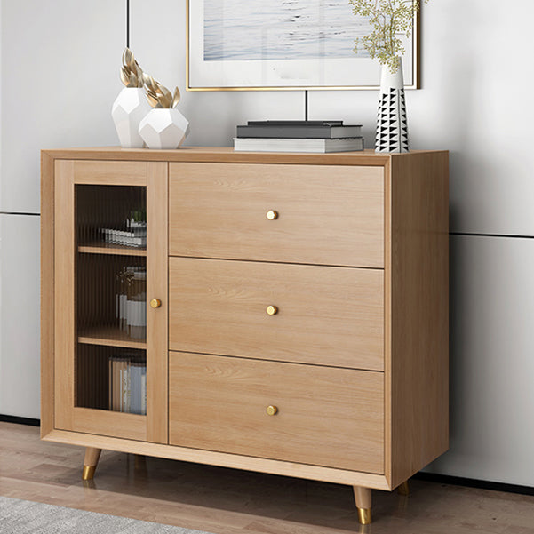 Contemporary Sideboard Sand Poplar Wood No Distressing with Drawers Credenza Cabinets