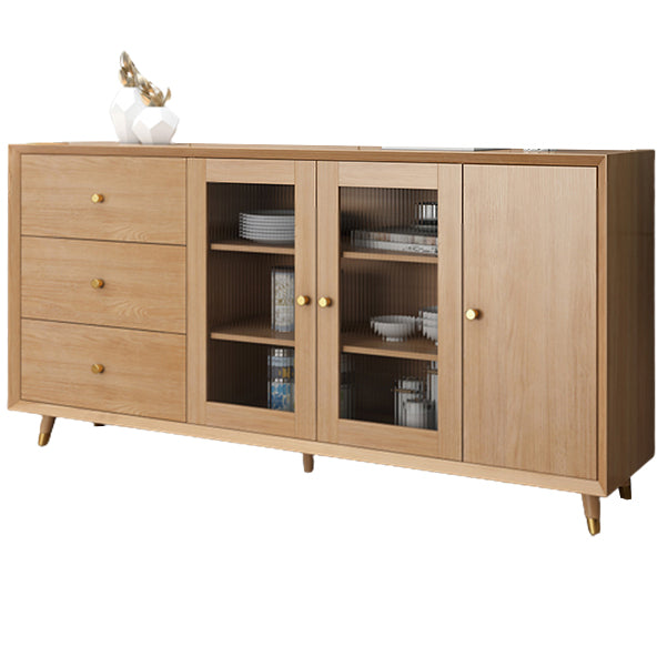 Contemporary Sideboard Sand Poplar Wood No Distressing with Drawers Credenza Cabinets