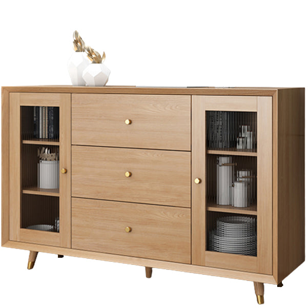 Contemporary Sideboard Sand Poplar Wood No Distressing with Drawers Credenza Cabinets