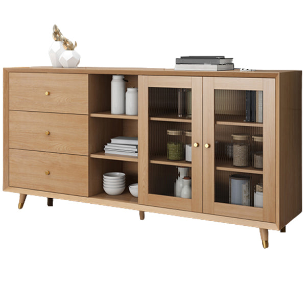 Contemporary Sideboard Sand Poplar Wood No Distressing with Drawers Credenza Cabinets