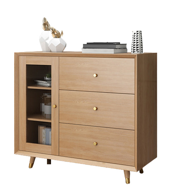 Contemporary Sideboard Sand Poplar Wood No Distressing with Drawers Credenza Cabinets