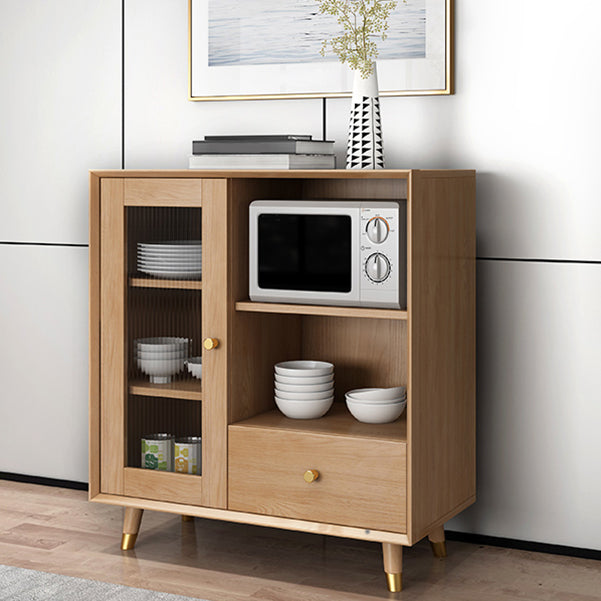 Contemporary Sideboard Sand Poplar Wood No Distressing with Drawers Credenza Cabinets