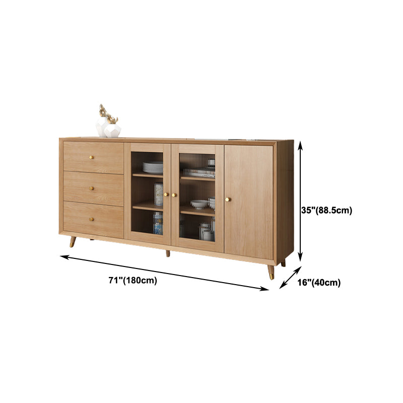 Contemporary Sideboard Sand Poplar Wood No Distressing with Drawers Credenza Cabinets