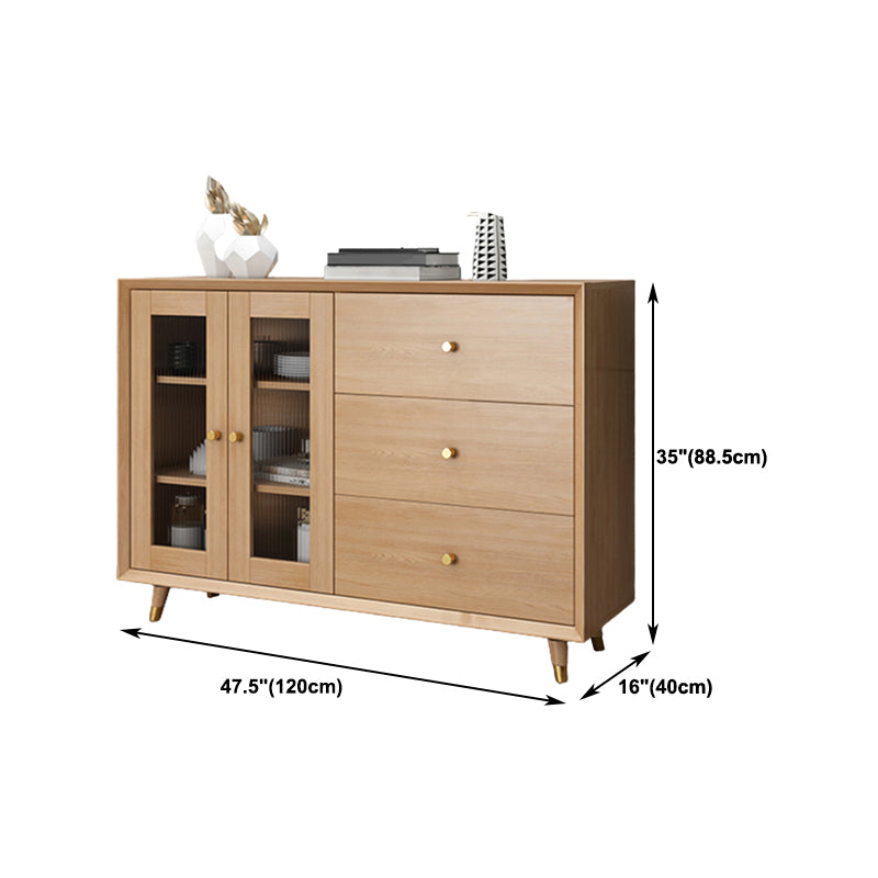 Contemporary Sideboard Sand Poplar Wood No Distressing with Drawers Credenza Cabinets