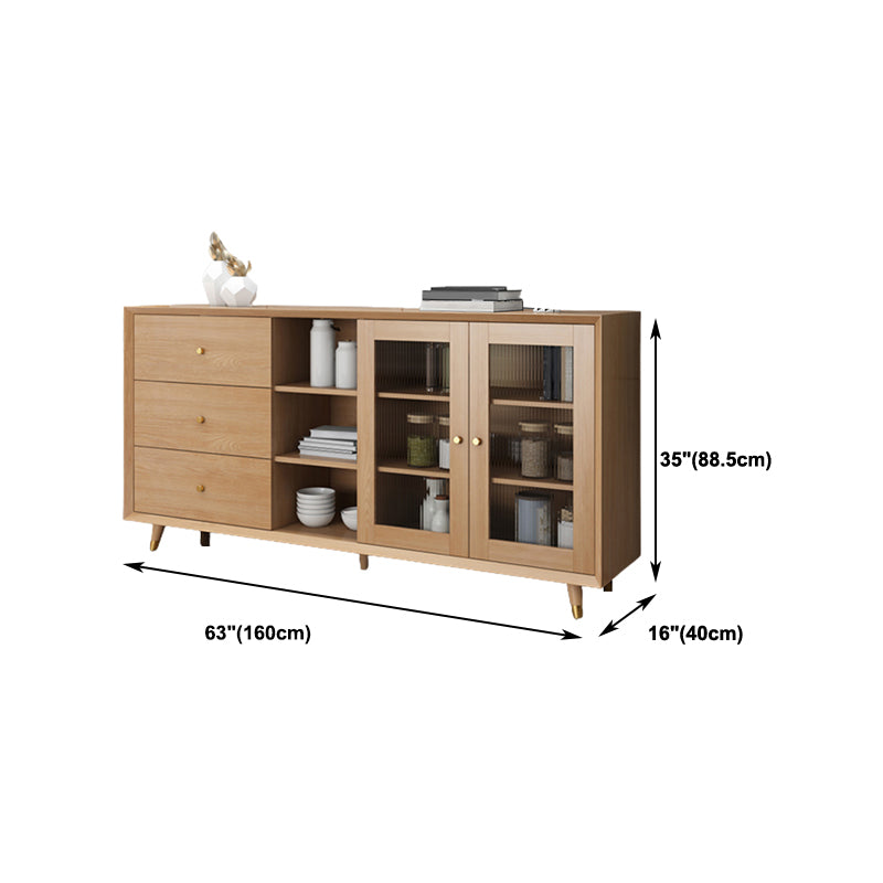 Contemporary Sideboard Sand Poplar Wood No Distressing with Drawers Credenza Cabinets