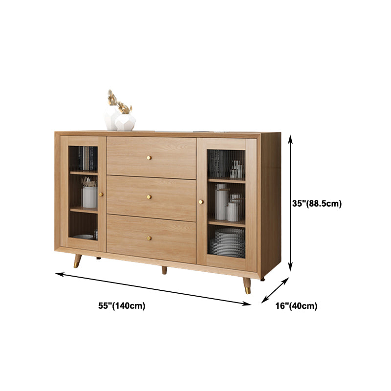 Contemporary Sideboard Sand Poplar Wood No Distressing with Drawers Credenza Cabinets