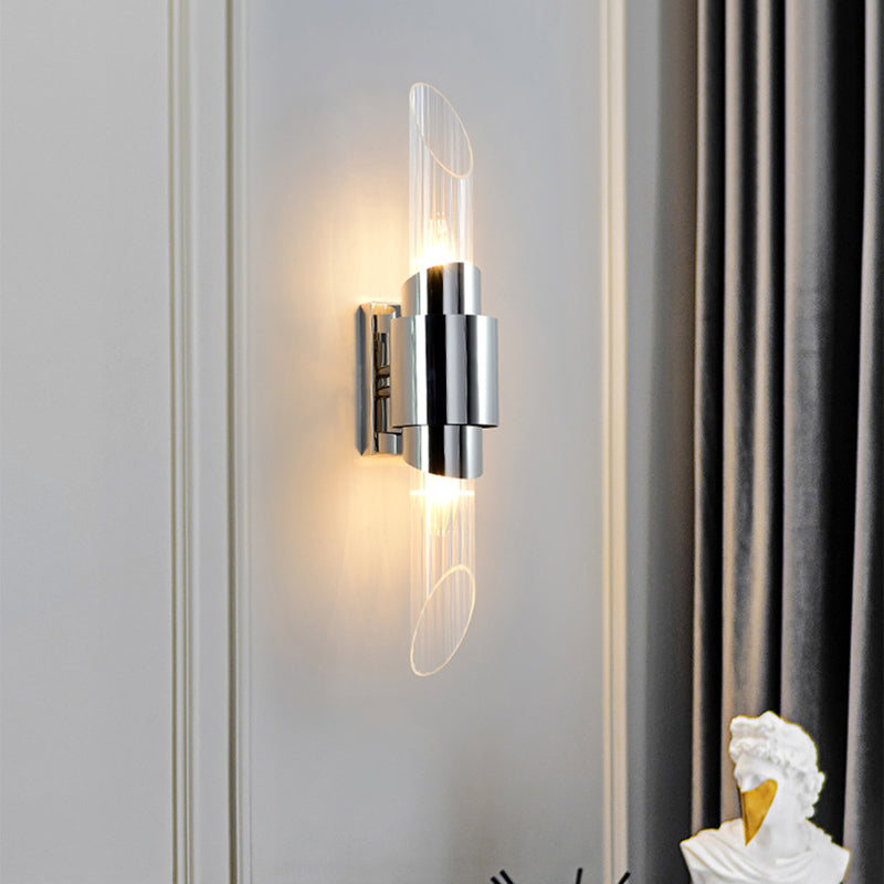 Glass Cylinder Wall Sconces Industrial Style 2 Lights Wall Mounted Lamps