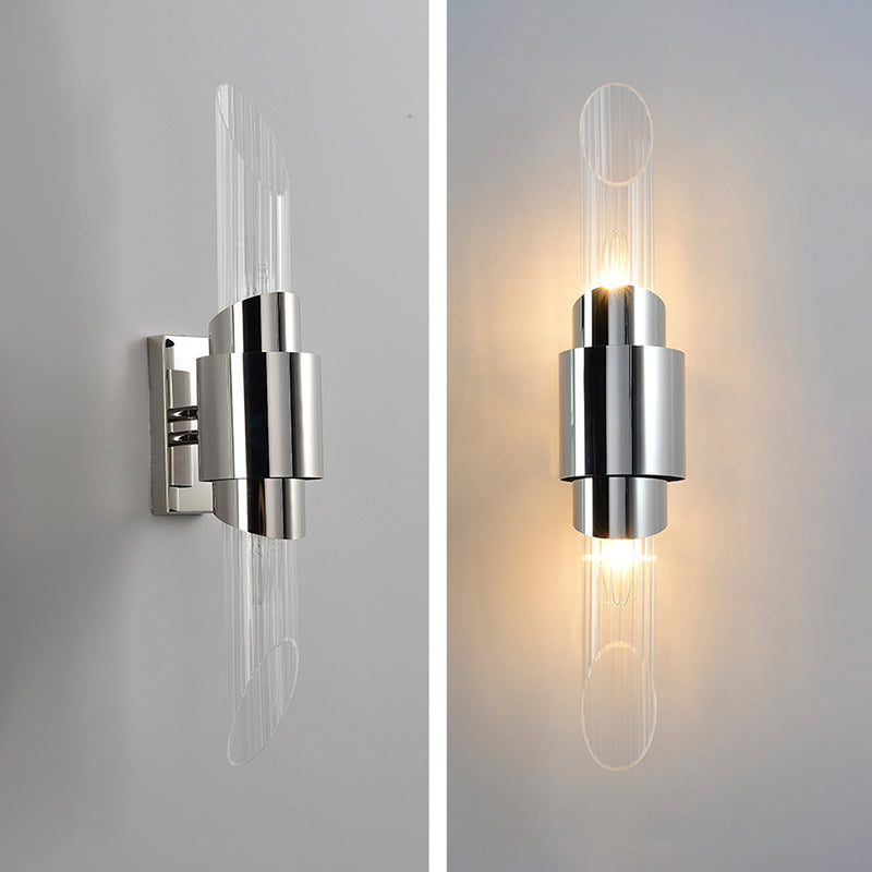 Glass Cylinder Wall Sconces Industrial Style 2 Lights Wall Mounted Lamps