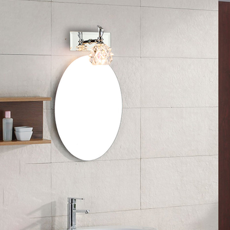 1 / 2 / 3 / 4 - Light Chrome Bath Lighting Glass Shade Adjustable Bath Sconce