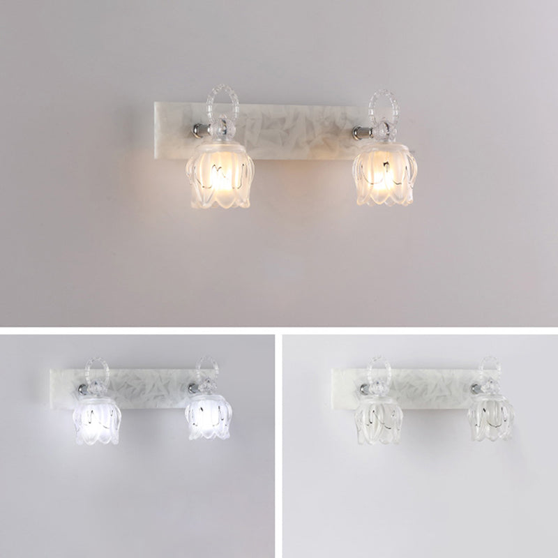 2 / 3 / 4 - Light Bathroom Light Fixture Adjustable Metal and Glass Shade Bath Sconce