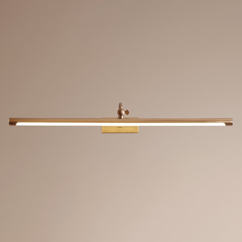 Metal Linear Shade Wall Sconce Modern 1 Light Mirror Wall Lighting Fixtures in Brass