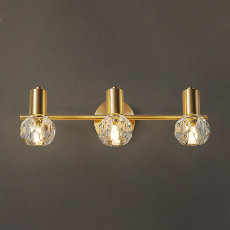 Geometric Crystal Wall Sconce Modern Multi Lights Mirror Wall Mount Light Fixture in Gold