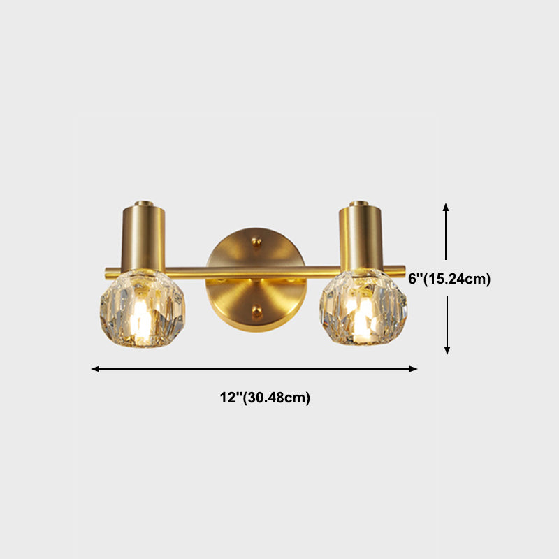 Geometric Crystal Wall Sconce Modern Multi Lights Mirror Wall Mount Light Fixture in Gold