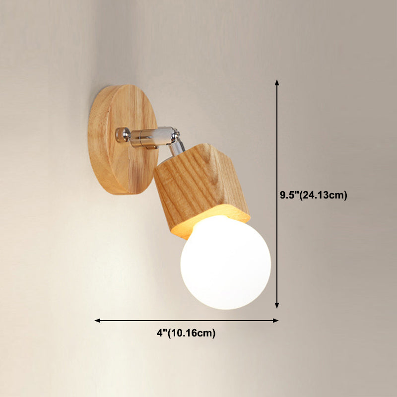 Wood Square Shade Wall Sconce Modern Multi-Lights Mirror Wall Lighting Fixture in Brown