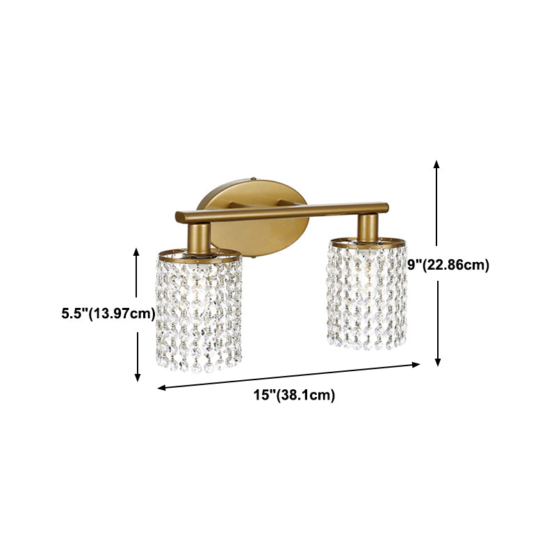 Crystal Half Cylinder Wall Sconce Modern Multi Lights Mirror Wall Light Fixture in Brass