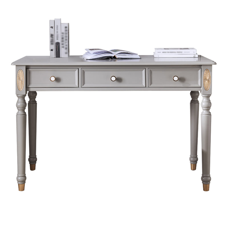 Glam Writing Desk Rectangular Parsons Base Office Desk with Drawers