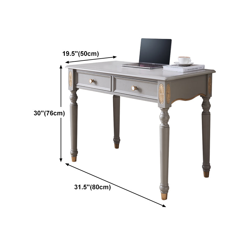 Glam Writing Desk Rectangular Parsons Base Office Desk with Drawers