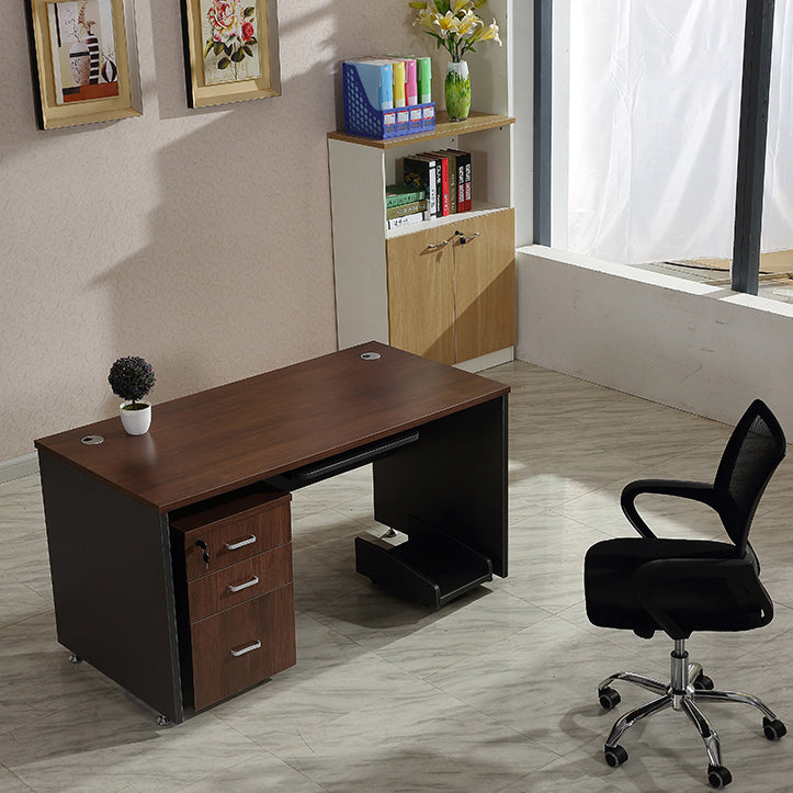 Manufactured Wood Rectangular Computer Desk Contemporary Desk with Locking Drawer