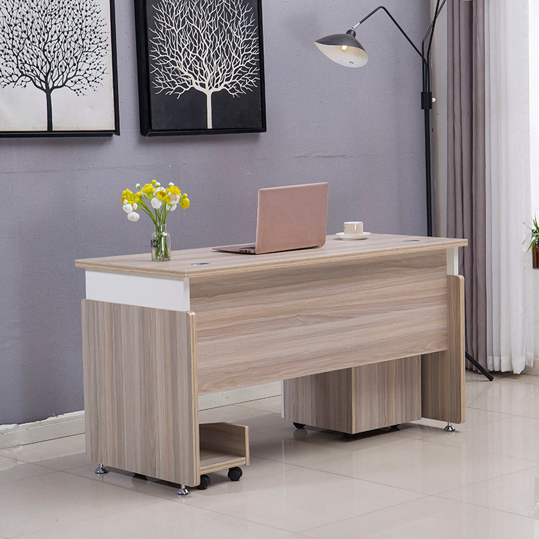 Manufactured Wood Rectangular Computer Desk with Cable Management and Keyboard Tray