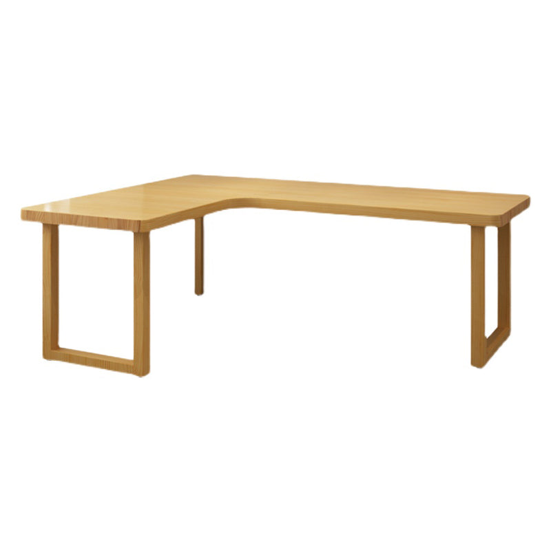 Modern Solid Wood Desk Natural L-Shape Office Writing Desk Excluding Chairs