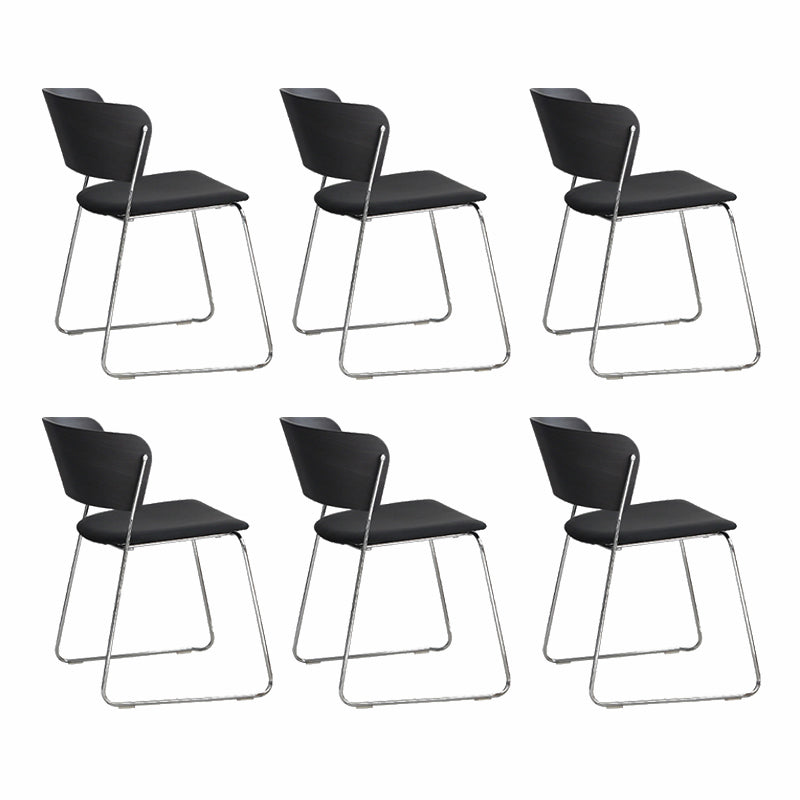 Contemporary Office Chair No Wheels Upholstered Conference Chair