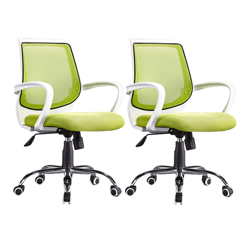 Contemporary Arm Chair Green Fixed Arms Adjustable Seat Height Office Chair